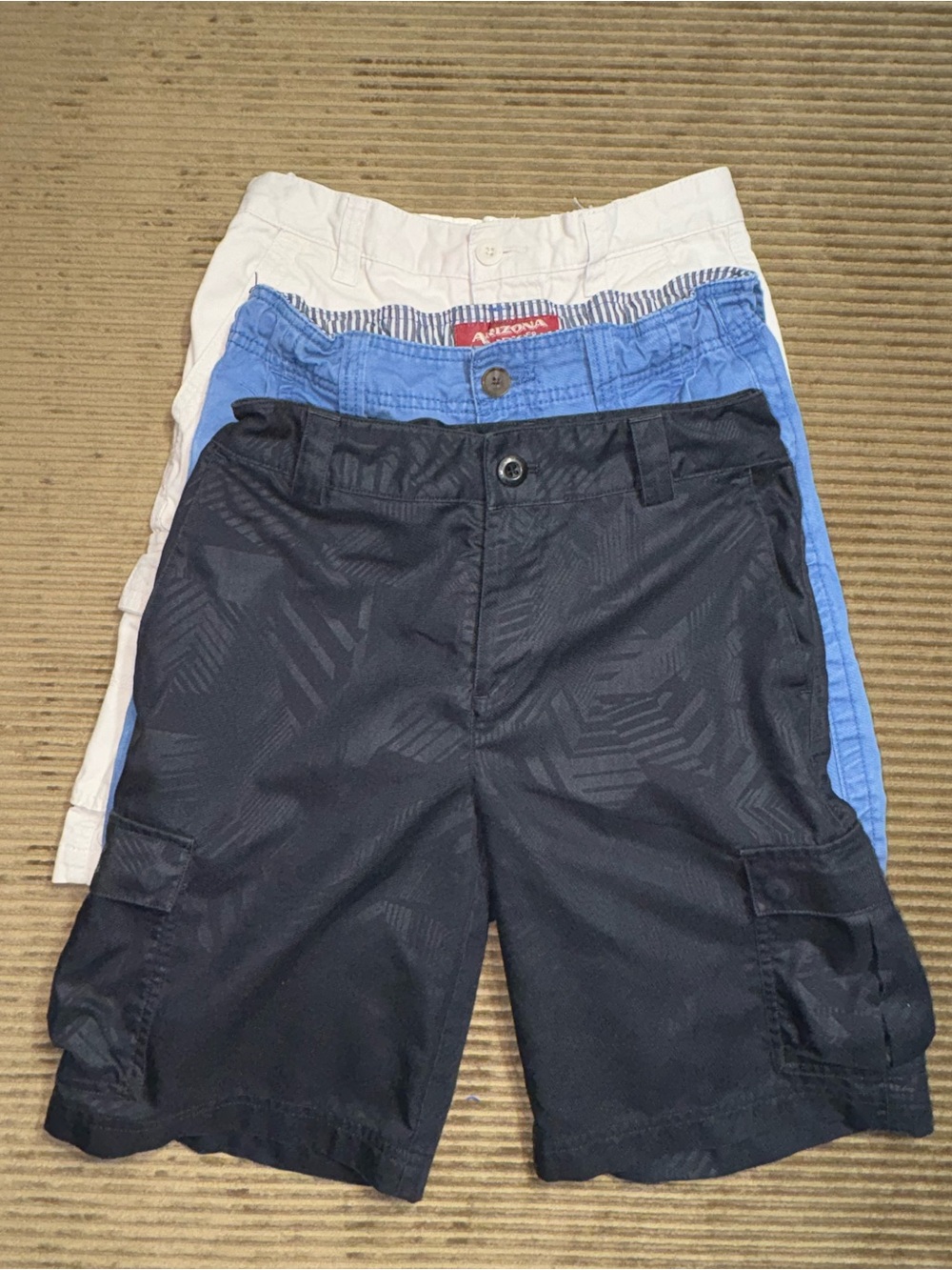 Set of 3 Boys Shorts - Black, Blue & Cream